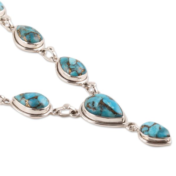 Aura of Beauty Composite Turquoise Y-Necklace from India Sale