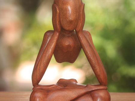 Wondering Abstract Suar Wood Sculpture of a Person from Indonesia on Sale