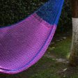 Berry Blossom Hand Woven Pink and Blue Nylon Hammock from Mexico (Double) Online now