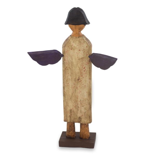 Angel of Peace Artisan Crafted Antiqued Pinewood Angel Sculpture For Discount