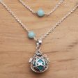 Blue Lace Angel Chime Silver Amazonite and Blue Enamel Harmony Ball Necklace on Sale