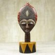 Biakoye Mask Ghanaian Sese Wood Mask Sculpture with Aluminum Plating Online Sale