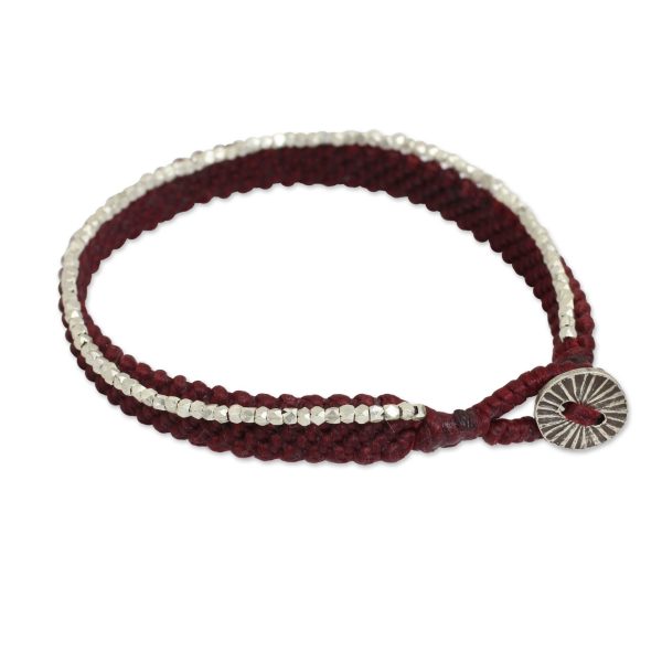 Blithe Red Women s Red Wristband Bracelet with Silver Beads Hot on Sale