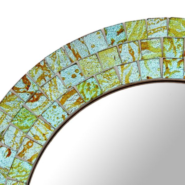 Aqua Splash Aqua and Lime Round Glass Mosaic Mirror from India Online Hot Sale