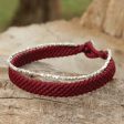 Blithe Red Women s Red Wristband Bracelet with Silver Beads Hot on Sale