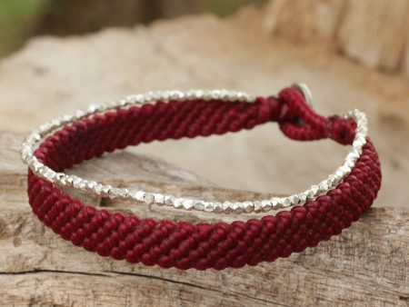 Blithe Red Women s Red Wristband Bracelet with Silver Beads Hot on Sale