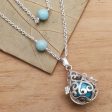 Blue Lace Angel Chime Silver Amazonite and Blue Enamel Harmony Ball Necklace on Sale