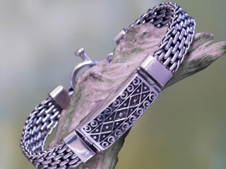 Bali Spirit Panther Link Chain Bracelet with Pendant in 925 Silver Hot on Sale