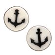 Black Anchor Anchor Motif Bone Stud Earrings from Bali Cheap