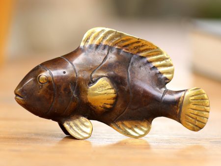 Antique Clownfish Handcrafted Balinese Bronze Clownfish Figurine For Discount