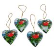 Birds in My Heart 4 Hand Painted Heart Ornaments with Scarlet Macaws Fashion