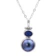 Blue Ocean Dream Modern Sterling Silver and Cultured Pearl Pendant Online now