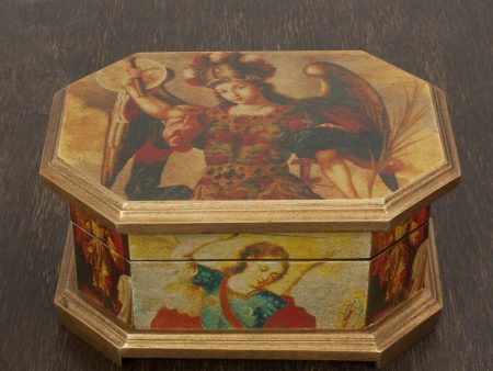 Archangels Decoupage Wood Jewelry Box with Angels Supply