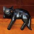 Black Cat Relaxes Signed Balinese Black Cat Sculpture For Sale