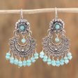 Blooming Elegance Floral Amazonite Chandelier Earrings from Mexico Fashion