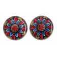 Multicolored Splendor Multicolored Resin and Paper Stud Earrings from Costa Rica Supply