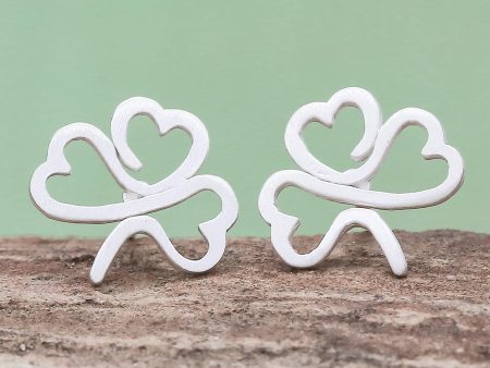 Beautiful Clover Sterling Silver Clover Stud Earrings from Thailand For Cheap