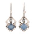 Blue Creativity Chalcedony and Blue Topaz Dangle Earrings from India Online now