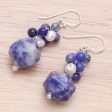 Beautiful Glam Lapis Lazuli and Cultured Pearl Beaded Cluster Earrings Online