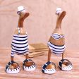 Beachside Ducks Bamboo Root and Wood Duck Beach Goer Sculptures (Pair) For Sale