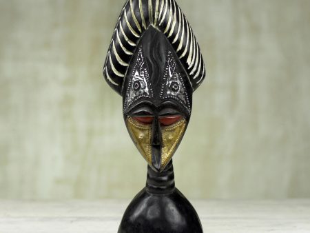 Yaa Asantewaa Hand Carved Sese Wood Mask Sculpture from Ghana Online Sale