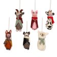 Barnyard Bunch Embroidered Wool Animal Holiday Ornaments (Set of 6) For Cheap