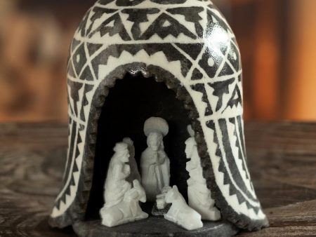 A Peruvian Christmas Unique Alabaster Stone Nativity Scene in a Chullo Hat on Sale