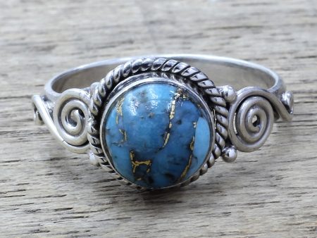 Blue Attunement Sterling Silver and Blue Composite Turquoise Cocktail Ring Discount