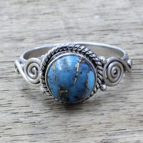 Blue Attunement Sterling Silver and Blue Composite Turquoise Cocktail Ring Discount