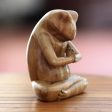 Asana Pose Yoga Frog Carved Wood Sculpture Discount