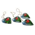 Birds in My Heart 4 Hand Painted Heart Ornaments with Scarlet Macaws Fashion