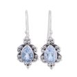 Blue Intricacy Sterling Silver and Blue Topaz Dangle Earrings from India Sale