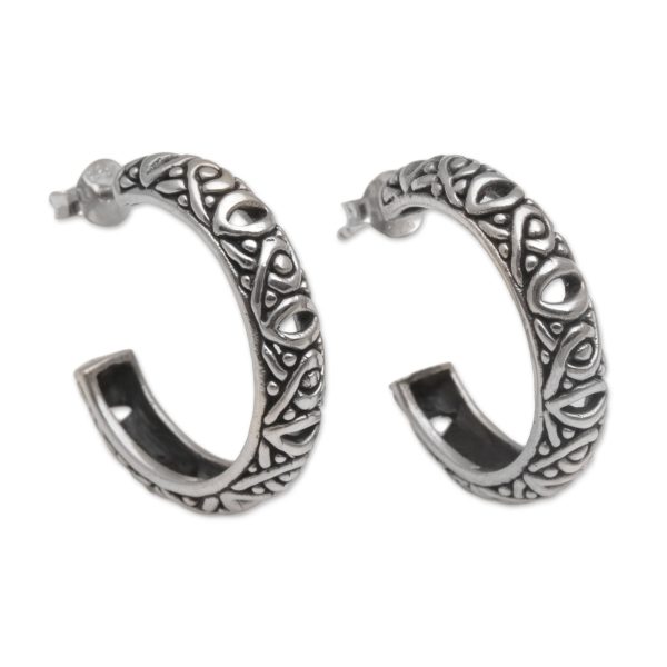 Bali Weave Sterling Silver Half-Hoop Earrings from Bali Discount