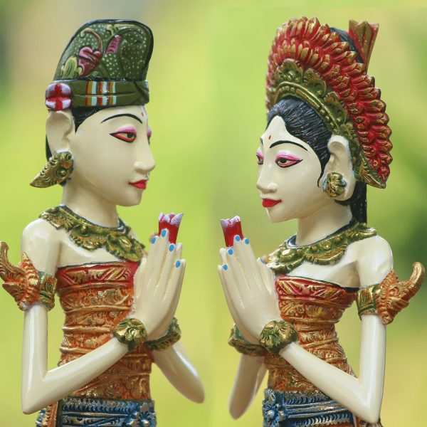 Balinese Bride and Groom Balinese Bride and Groom Handcrafted Wood Sculptures (Pair) Online Sale