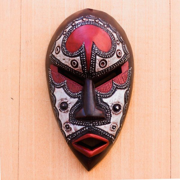 African Lover African Wood and Aluminum Mask from Ghana Supply