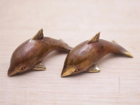 Antique Dolphins Pair of Handcrafted Balinese Bronze Dolphin Figurines Cheap