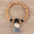 Blissful Bohemian Bone Beaded Stretch Bracelet from India For Discount