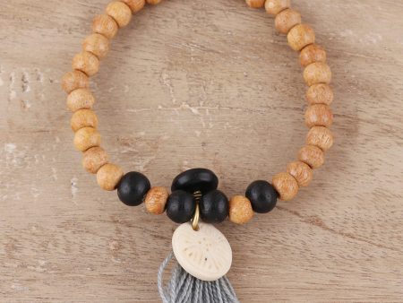 Blissful Bohemian Bone Beaded Stretch Bracelet from India For Discount