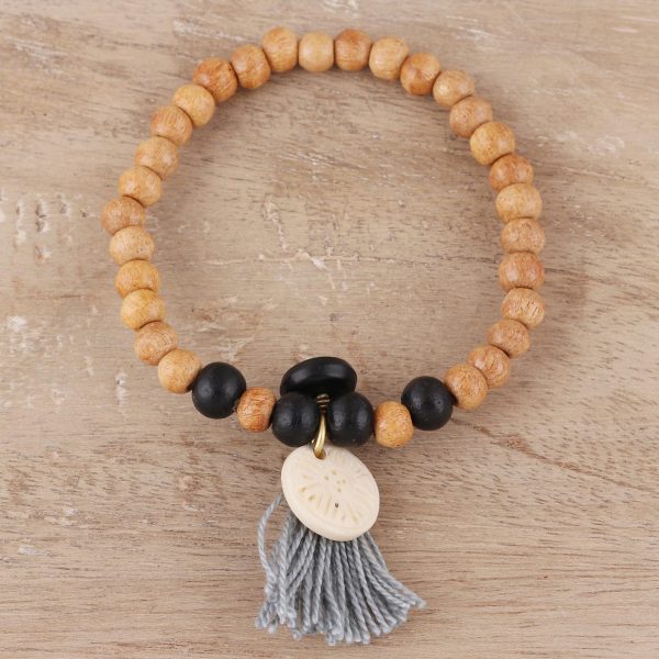 Blissful Bohemian Bone Beaded Stretch Bracelet from India For Discount