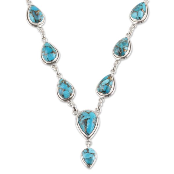 Aura of Beauty Composite Turquoise Y-Necklace from India Sale