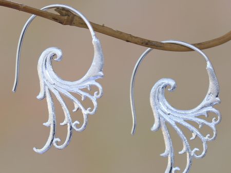 Angelic Wings Curling Motif Sterling Silver Half-Hoop Earrings from Bali Sale