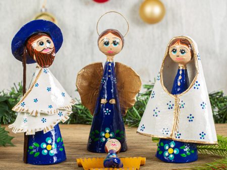 Awestruck Nativity Hand-Painted Papier Mache Nativity Scene from Mexico For Discount