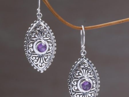 Wonderful Bali in Purple Indonesian Sterling Silver and Amethyst Dangle Earrings Fashion