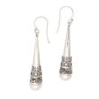 Bali Cornet Sterling Silver Cone Dangle Earrings with Cultured Pearl Discount