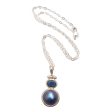 Blue Ocean Dream Modern Sterling Silver and Cultured Pearl Pendant Online now