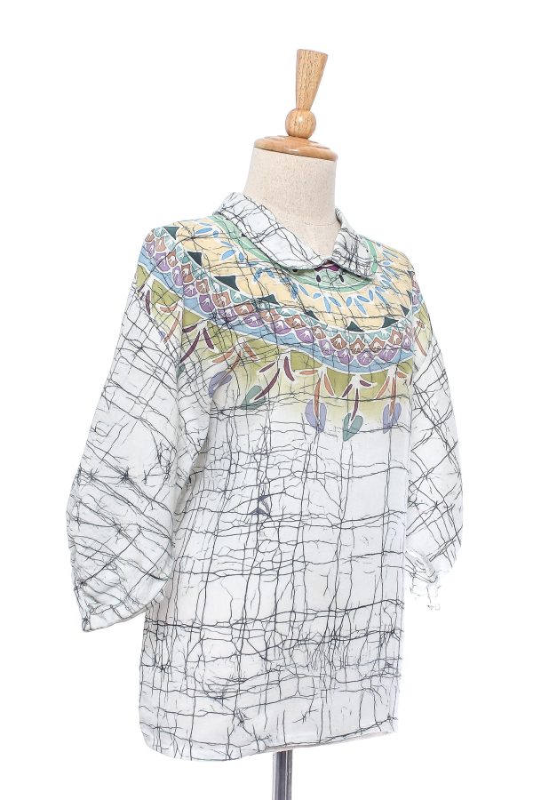 Batik Style Cotton Batik Tunic Top with Colorful Designs from Thailand Online