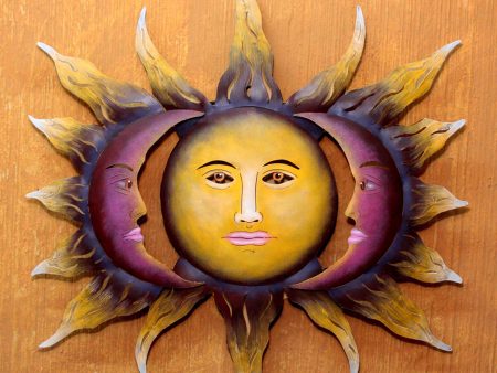 Beloved Sun Hand Made Sun and Moon Steel Wall Art from Mexico Supply