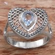 Bali Heart in Blue Sterling Silver Blue Topaz Heart Cocktail Ring Indonesia Online now