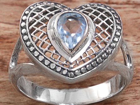 Bali Heart in Blue Sterling Silver Blue Topaz Heart Cocktail Ring Indonesia Online now