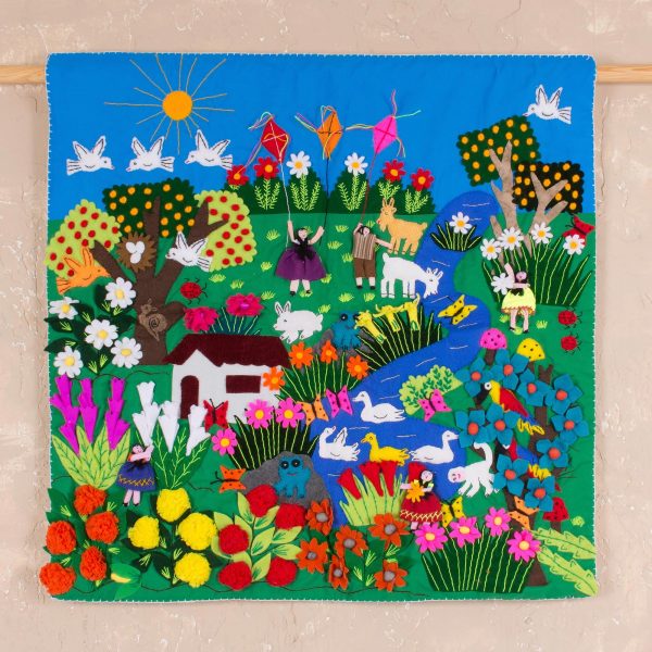 A Spring Day Applique Wall Hanging Andean Folk Art Sale